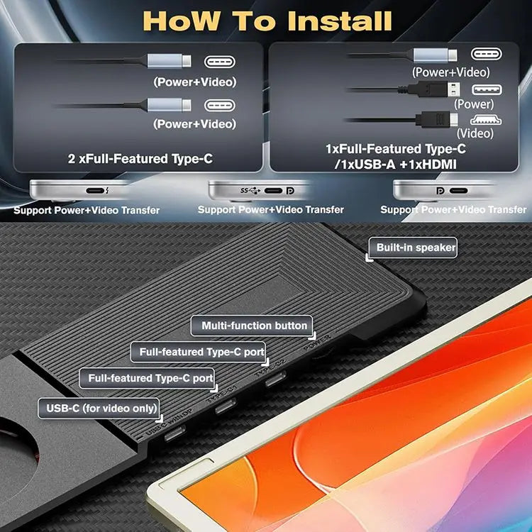2025 OEM Portable DIY Laptop Monitor 15.6 Inch 1080P 360° Rotation Plug Play Detachable Triple Monitor Extender