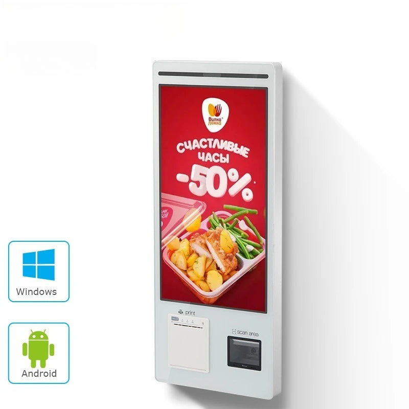 21.5 Inch Interactive Self Service Payment Kiosk Automatic Touch Screen Self Checkout Kiosk Machines for Restaurant
