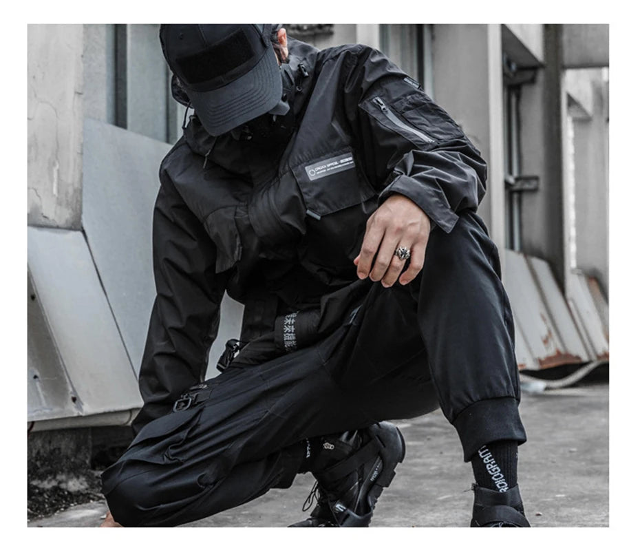 2022 Autumn Tactical Jackets Windbreaker Men Functional Techwear Mens Black Hip Hop Streetwear Waterproof Windproof Hooded Coats
