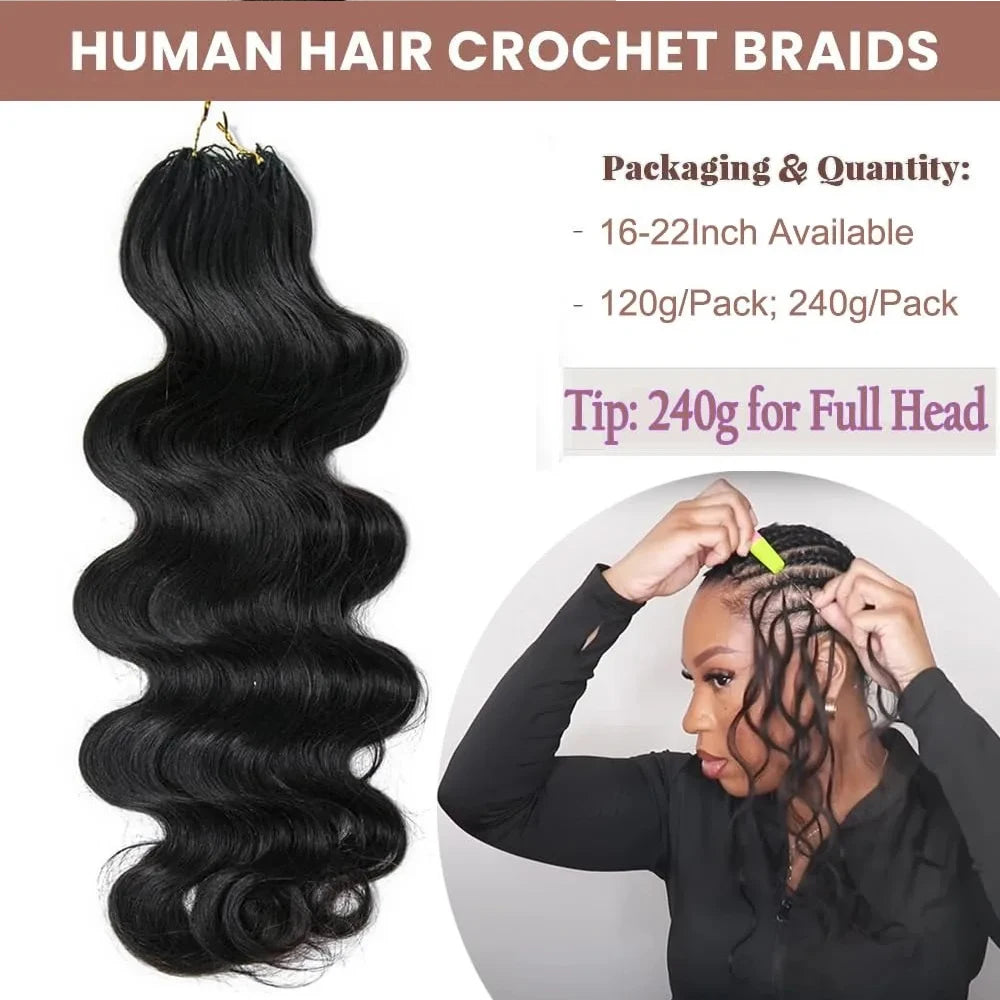 Body Wave Crochet Human Hair Bundles Boho Braid Hair 100% Remy Pre-Separated Miracle Knots Feather Crochet Hair Extensions
