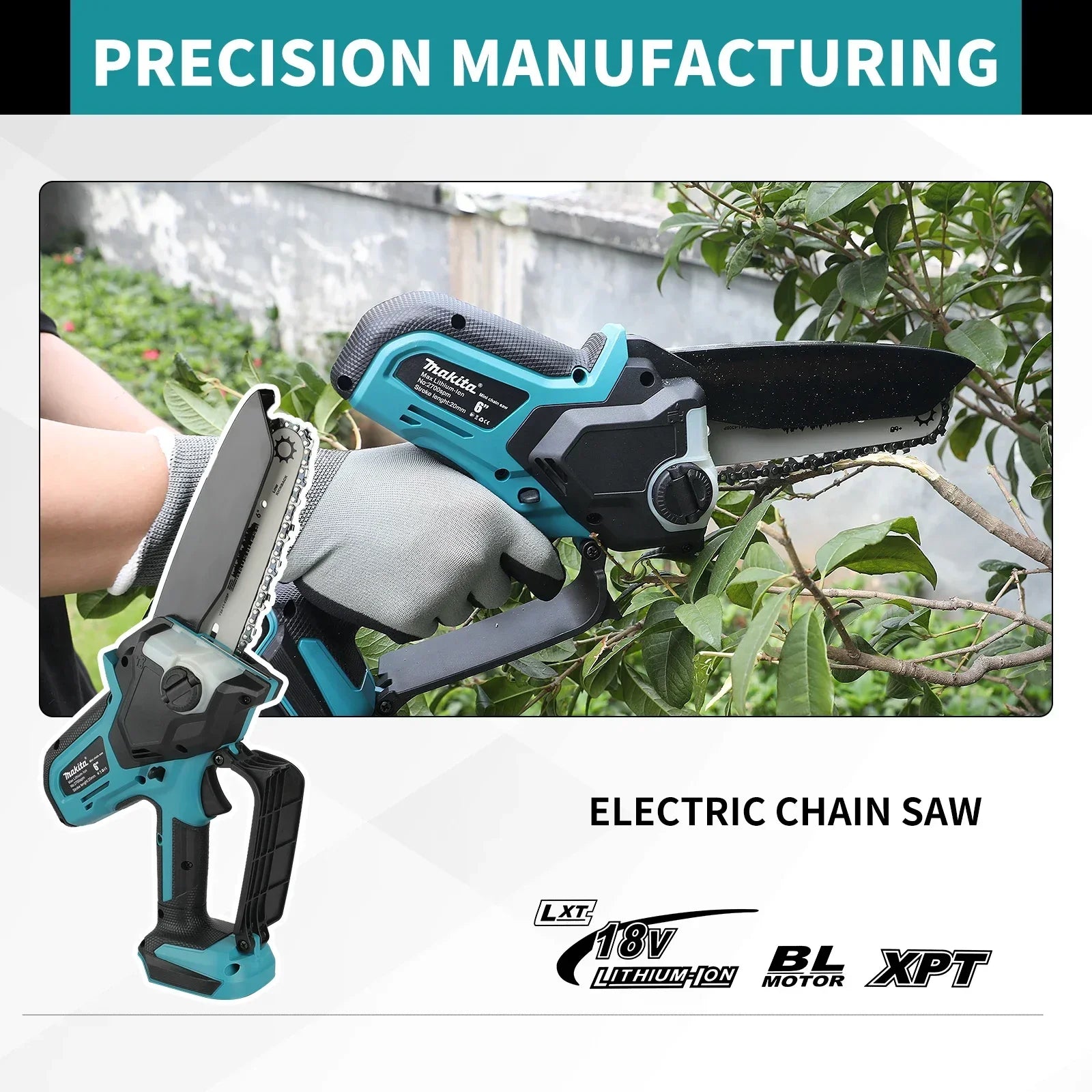 Makita  Woodworking with Small Handheld 18V Cordless Chainsaw for Electric 6-inch Logging Sawzall Mini Portable Chainsaw