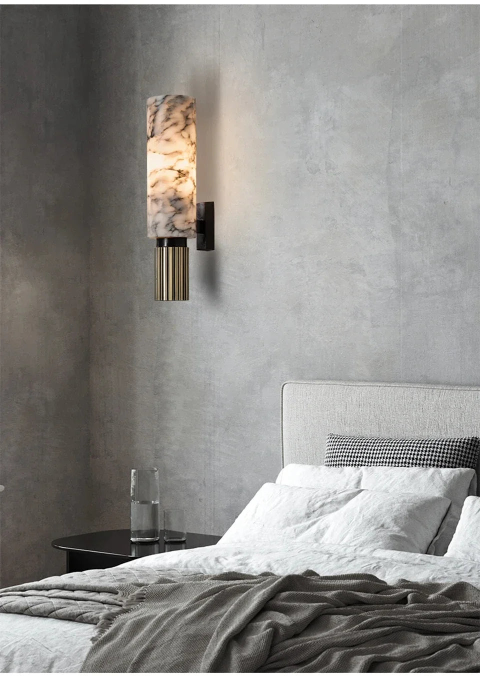 Luxury Natural Marble Wall Lamp Modern Black Cuboid Natural Stone Wall light Foyer Villa Aisle Corridor Bedroom Decoration Light