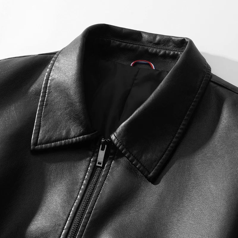 New Trendy Mens Leather Jacket Baseball Motorcycle Jacket American Style Autumn Windproof Leather Coat High Quality Fashion Coat