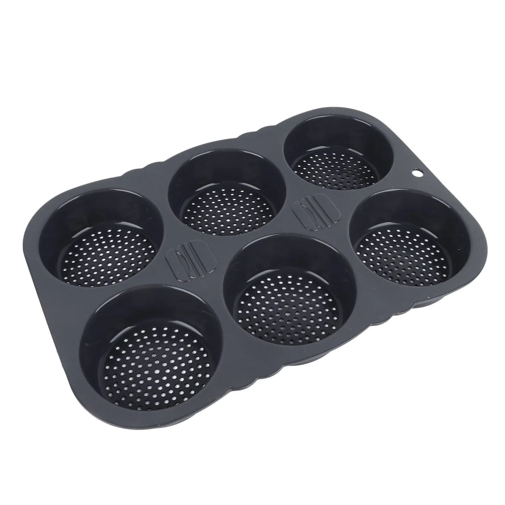 Hamburger Bun Pan Easy To Clean Foldable  Heat Resistance Baking Mould 6 Cavity for Kitchen for Microwaves