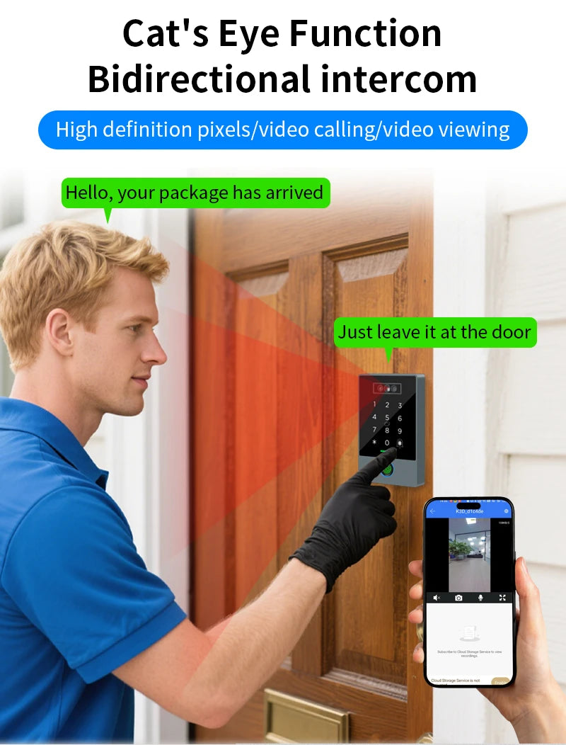 TTLOCK Home Security Visual Intercom Face Recognition Fingerprint WiFi Intelligent 13.5Hz Waterproof IP67 Access Control