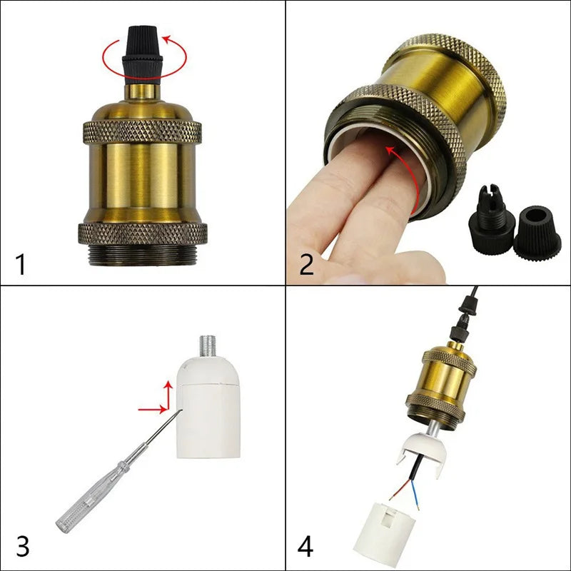 E27 E26 Edison Screw Vintage Retro Oldfashion Bronze Industrial Decorative DIY Pendant Antique Hang LED Lamp Holder Light Socket