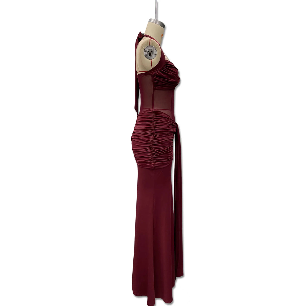 Halter neck backless slim-fit bodycon dress, mesh strapless knot design, slim-fitting, skin-friendly, does not pinch the skin