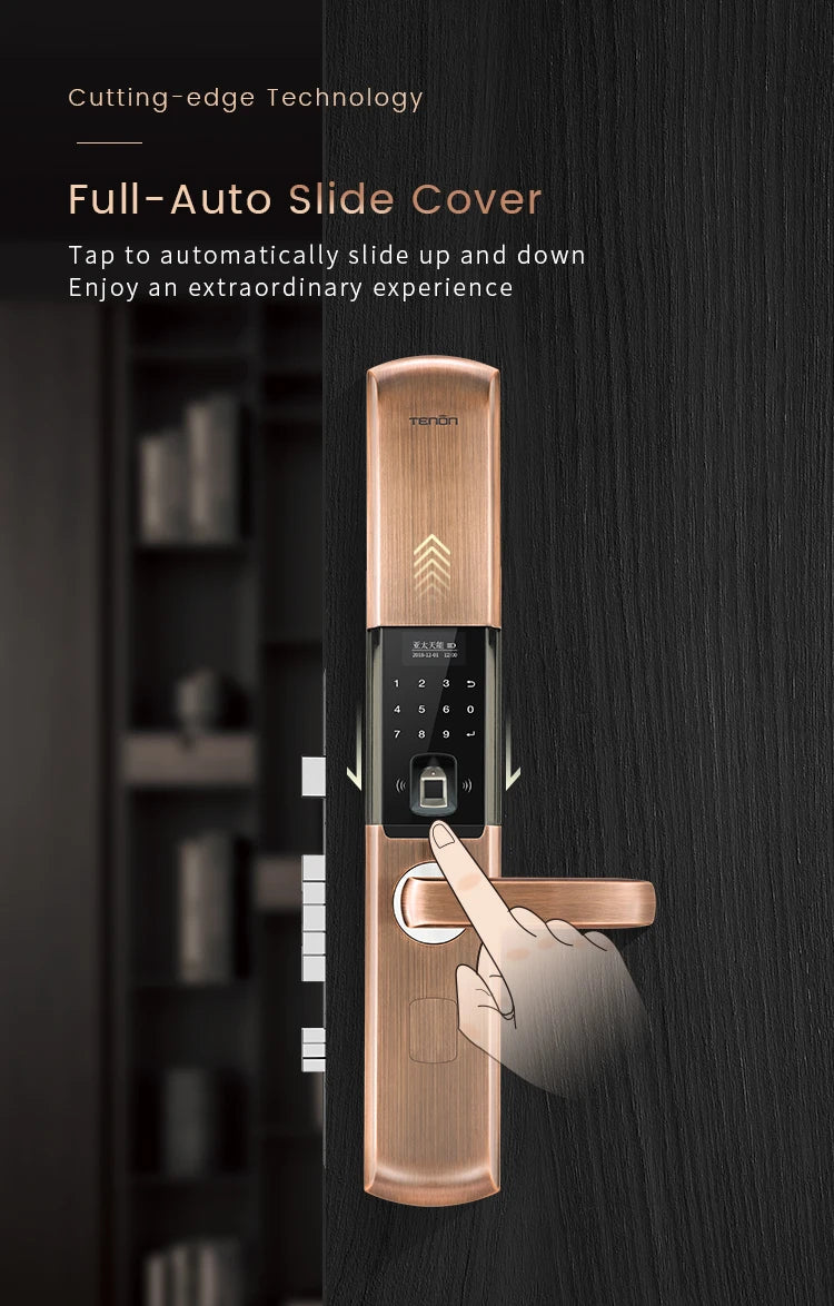 Black fingerprint smart lock keyless electronic dual-sensor smart digital handle door lock