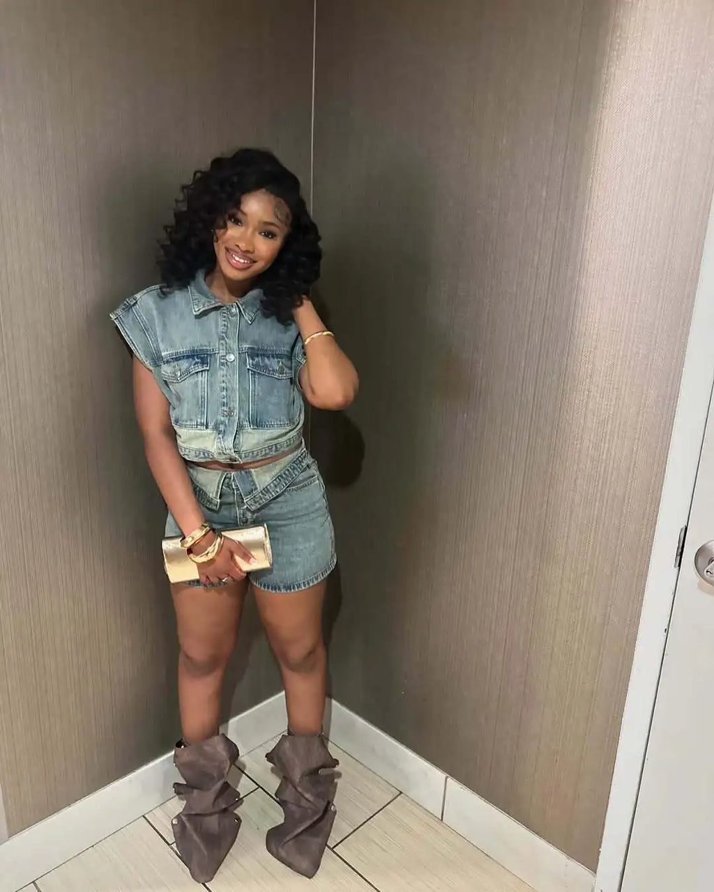 Shorts Sets Women Denim 2 Piece Suit Top Jeans Ensemble Summer 2025 Single Breasted Turn Down Collar Short Pants Vintage Outfits