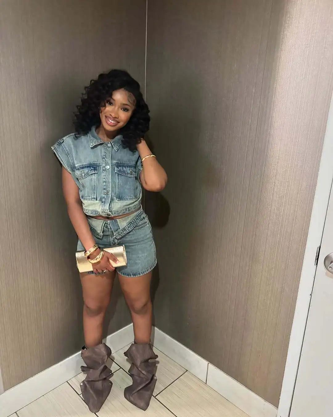 Shorts Sets Women Denim 2 Piece Suit Top Jeans Ensemble Summer 2025 Single Breasted Turn Down Collar Short Pants Vintage Outfits