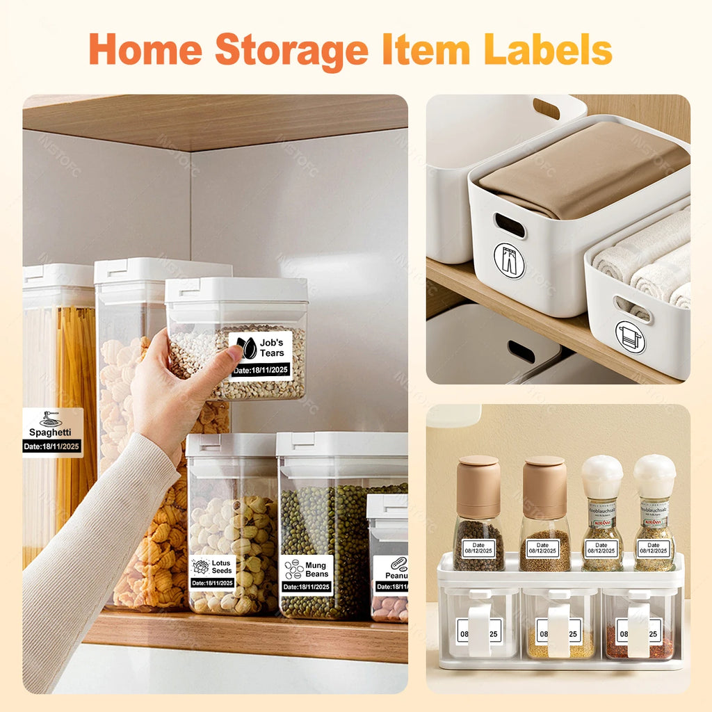 Support 12-57mm Width Mini Thermal Label Printer Self-adhesive Paper Portable Inkless Printer Bluetooth Sticker Tag Label Maker