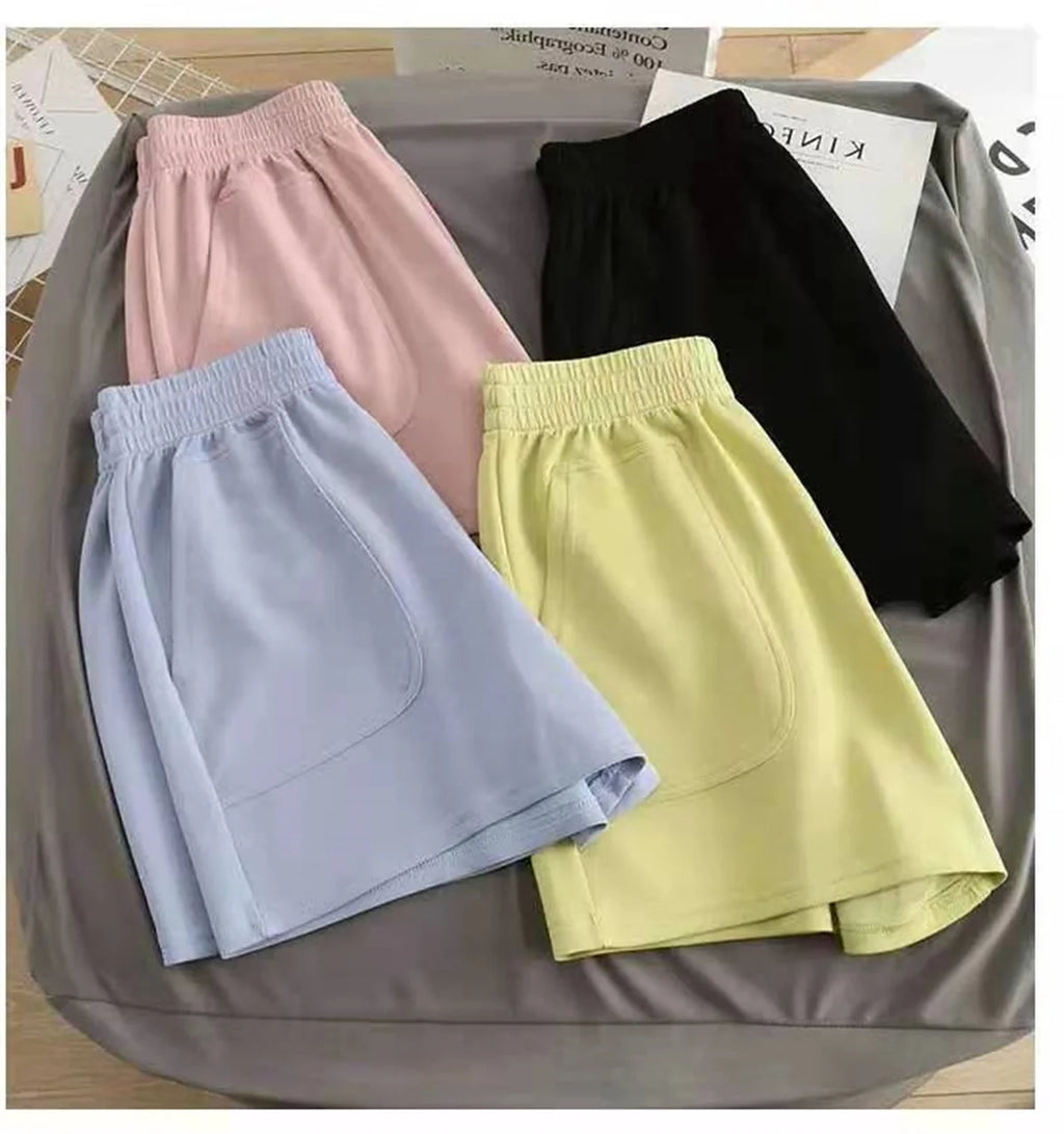 Women Summer 2026 Loose Slim Drawstring Hot Pants Korean High Waisted Wide Leg Casual Versatile Sports Shorts for Outdoor Wear