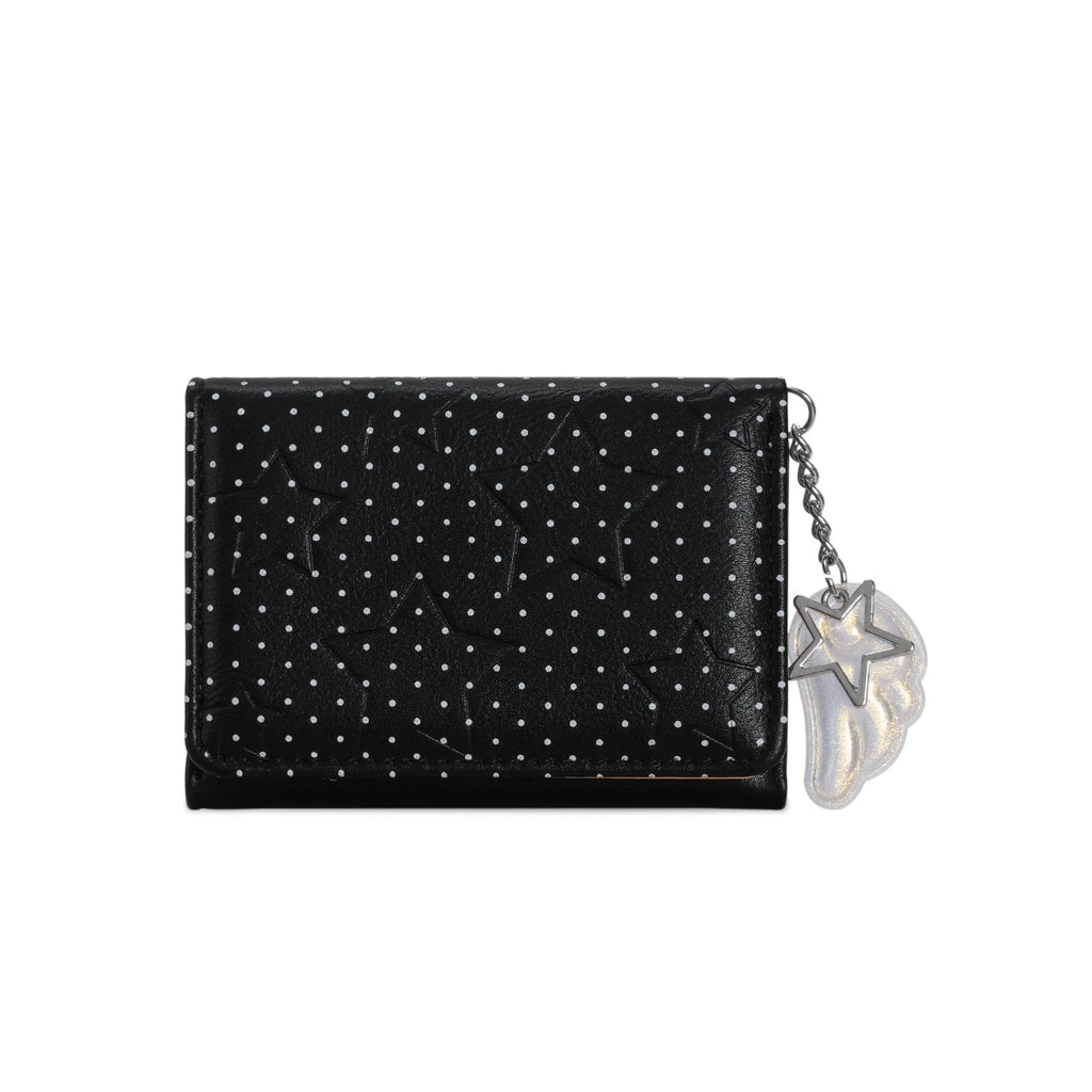 Mini Bifold Women's Wallet, Polka Dot PU Multi-functional Key Hanging Card Holder Purse for Daily Outing Small Gift