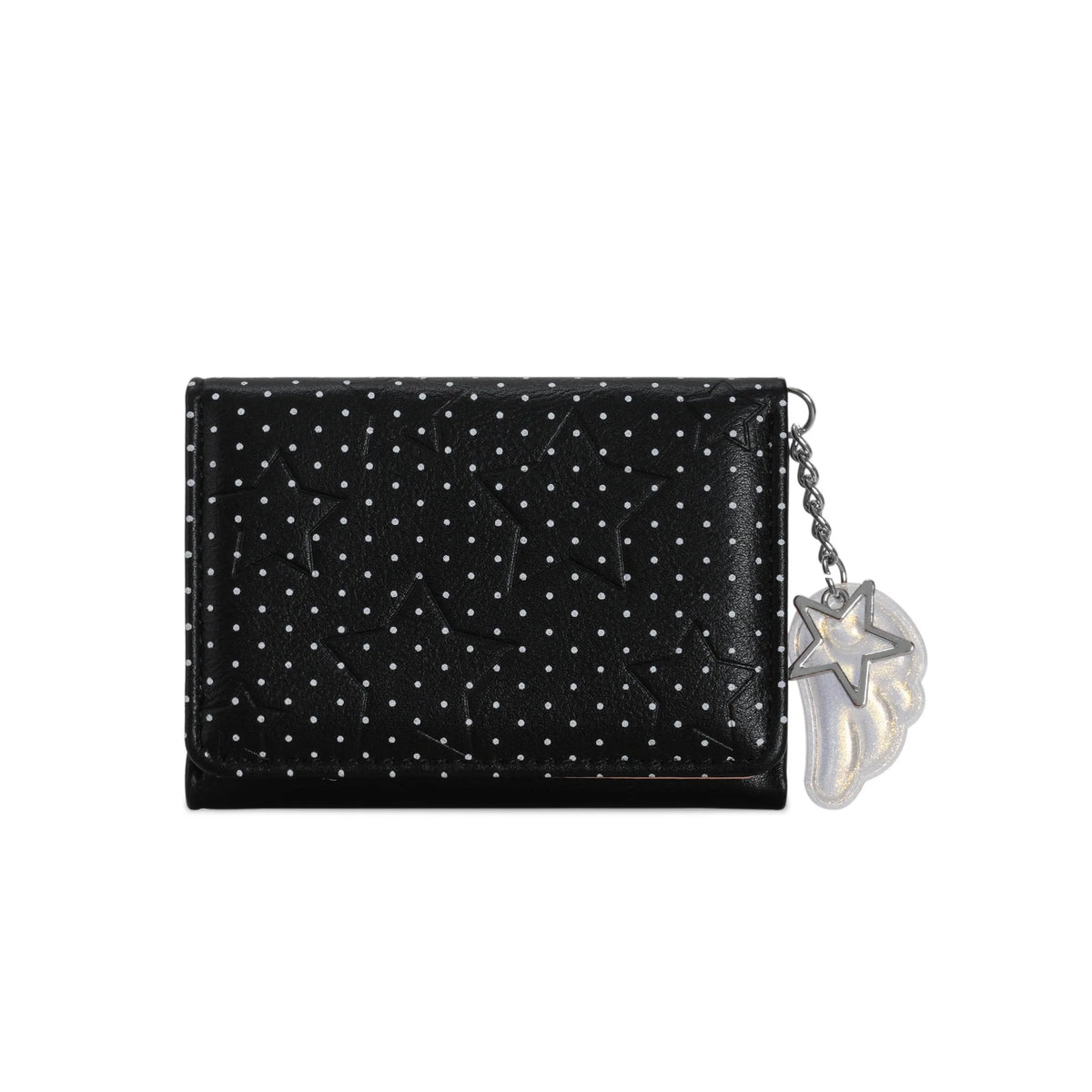 Mini Bifold Women's Wallet, Polka Dot PU Multi-functional Key Hanging Card Holder Purse for Daily Outing Small Gift