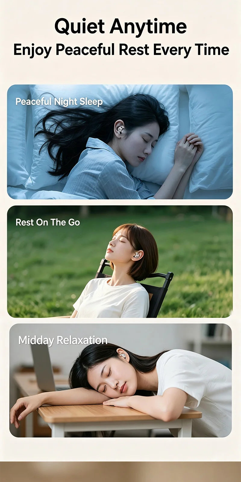 MONSTER GT31 Bluetooth Earphones Wireless Zero-Pressure Earbuds Noise Cancelling Sleep Aid Headphone HiFi Stereo Sound