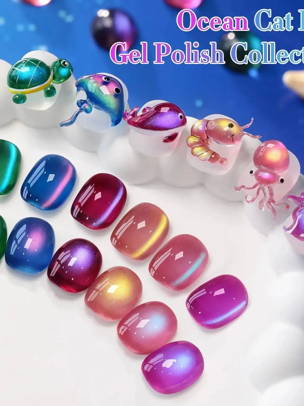HL Jelly Glass Cat Eye Gel Polish 15MLHolographic Glitter Shimmer Translucent Sheer Color Magnetic Nail Polish Salon DIY at Home