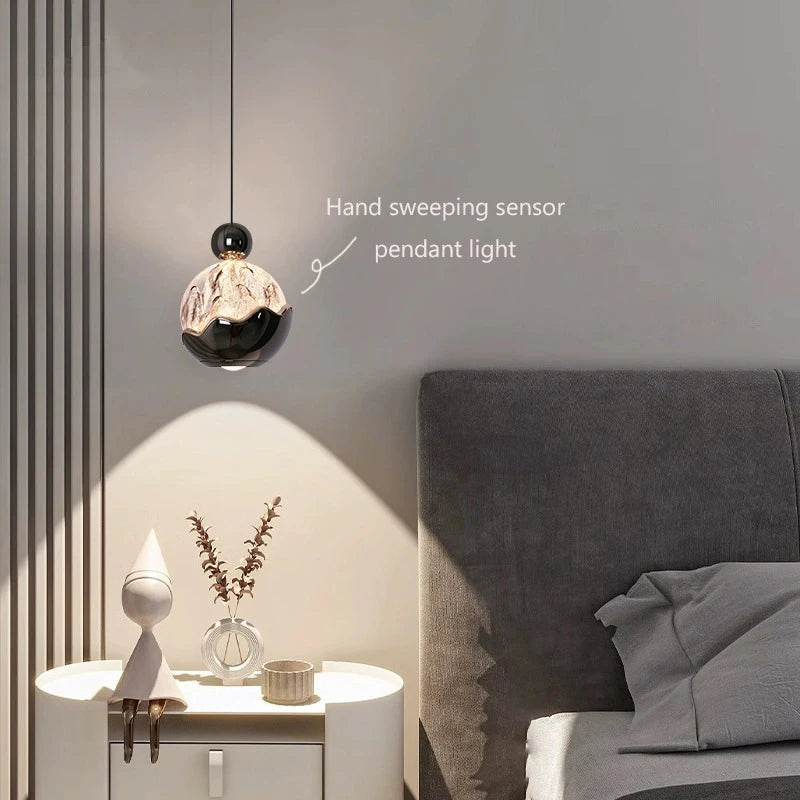 Italian Light Luxury Bedside Pendant Light Artistic Snow Mountain Hand Sweeping Induction Adjustable Entrance Hanging Line Light