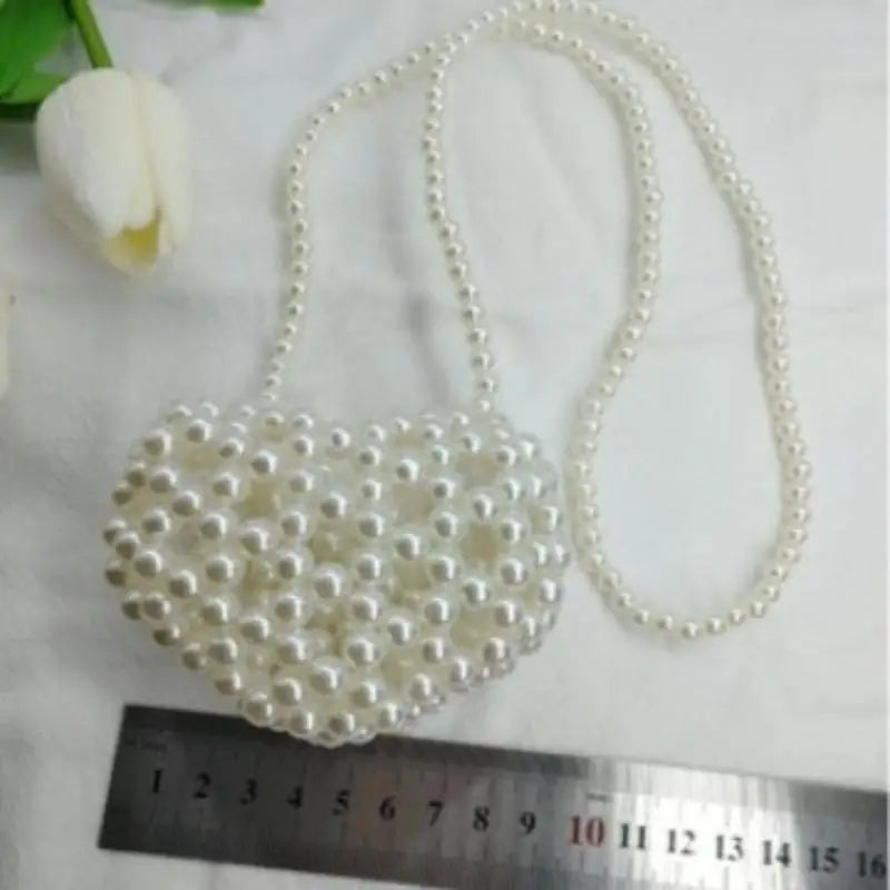 Pearl Beaded Heart Bag for Kids & Girls Sweet Love Shape Mini Fashion Handbag Cute Daily Accessory Gift Option