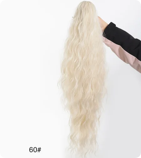 Black White Ombre Claw Clip Ponytail Hair Extensions Wavy Synthetic High Ponytail Hairpiece For Women