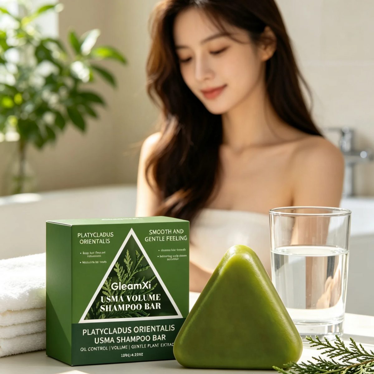 GleamXi Shampoo Bar Oil Control Deep Scalp Cleansing Protect Scalp Barrier Volumizing Hair Shiny Reduce Frizz Solid Shampoo 120g