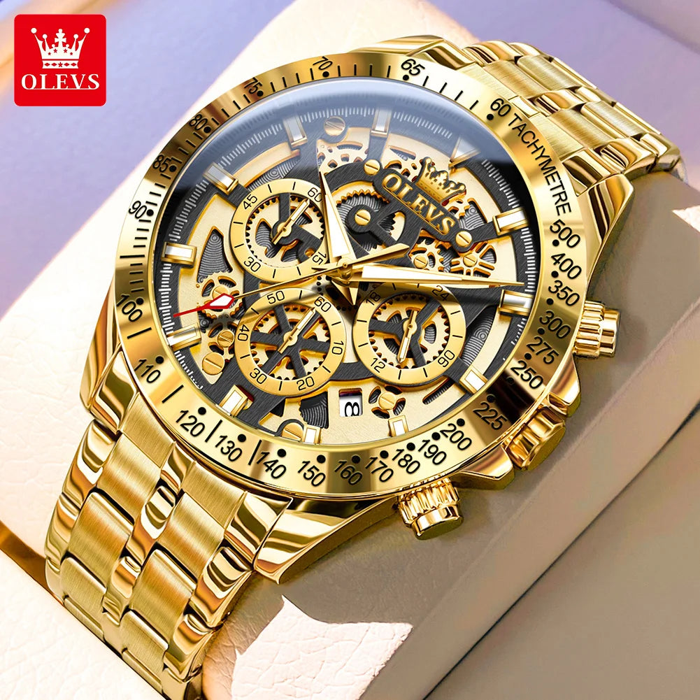 OLEVS 9913 Mens Watch Quartz Watch Classic Multifunctional Business Watch For Men 30m Waterproof Luminous Box Gift