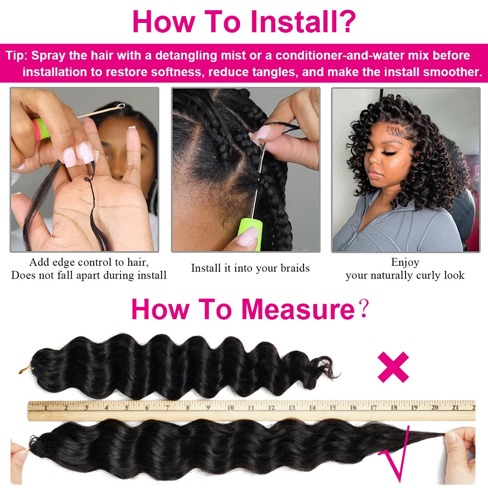 Ocean Wave Miracle Knots Crochet Human Hair Pre-Separated Feathered Human Crochet Hair 60g/pcs Burmese Curly Human Hair Bundles