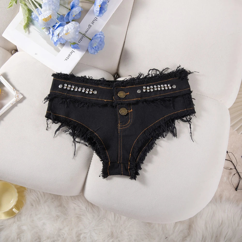 Womens Low Waist Denim Jeans Shorts Hottie Sexy Nightclub Mini Shorts Pants Jeans Slim Young Ladies White Pole Dance Hotpants