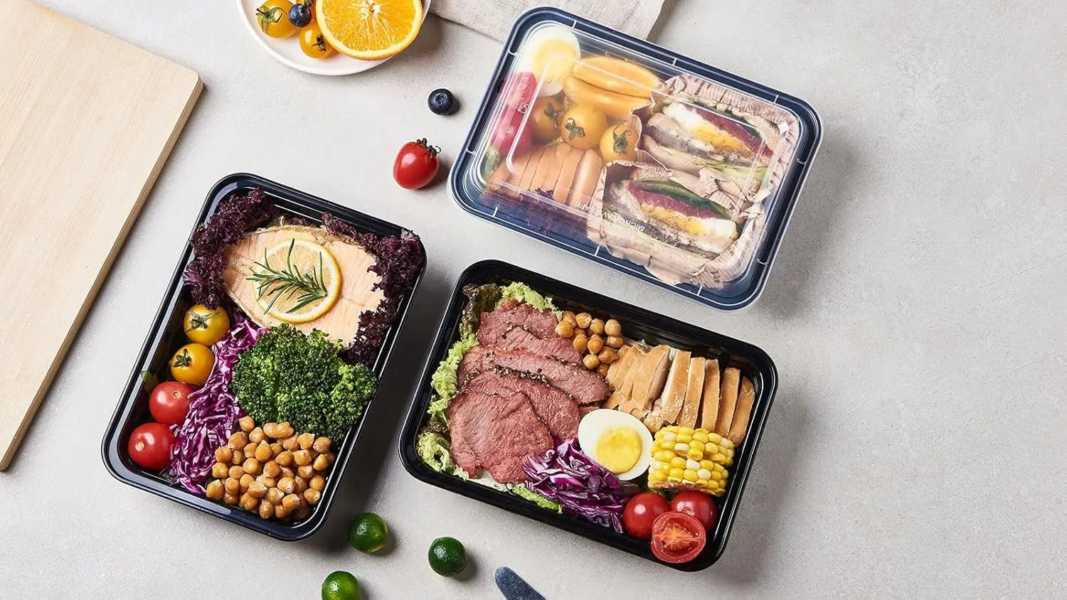 Disposable Food Containers with Lids Leakproof Plastic Bento Lunch Box Fridge Fresh-keeping Boxes Kitchen Food Storage Tableware