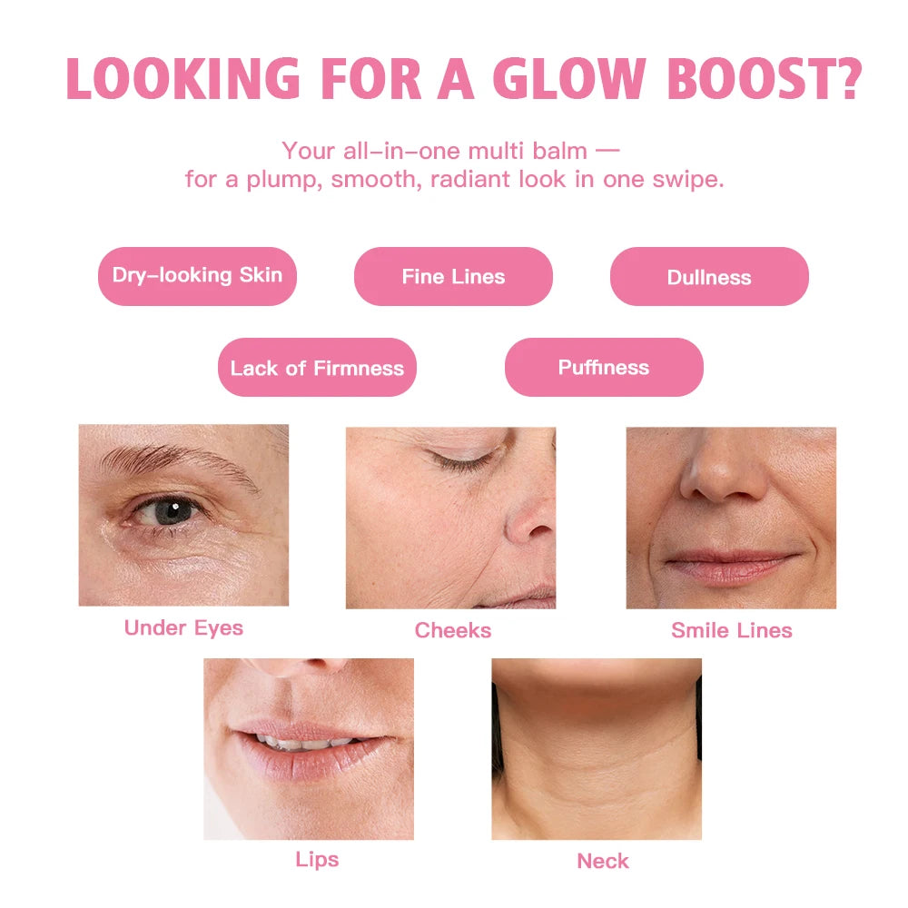 PDRN Pink Collagen Volume Multi Balm Stick Anti Aging Firming Cream Reduce Fine Lines Under Eye Neck Forehead Smile Lines Care