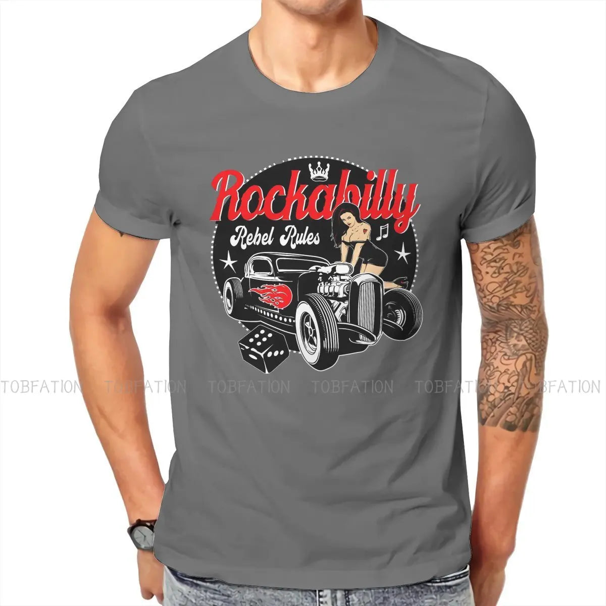 Rockabilly Music Hot Rod Sock Hop Dance Vintage Rock and Roll Essential T Shirt Vintage Cotton Men Tees Harajuku Crewneck TShirt