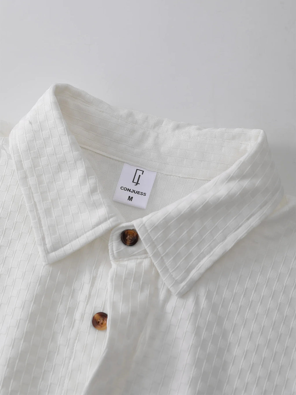 Men's Beach Casual Wear: Bubble Fabric Shirt Set, Loose Fit, Turn-down Collar, Buttoned Cardigan, Men's Cotton Summer Daily Apparel