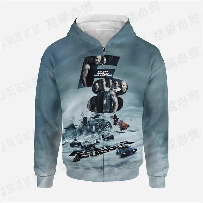 Fast & Furious 3D Print Men Children Zip Hoodie Streetwear Hot Selling Road Racer Style Spring And Autumn Jacket Sweatshirt