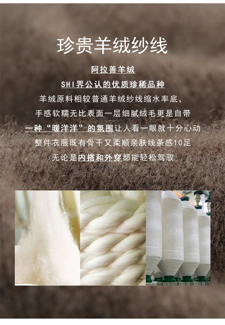 Autumn/Winter Men's 100% Cashmere Pullover Business Casual Solid Knitted Sweater Loose Half High Neck Tops Thick Warm Jumper