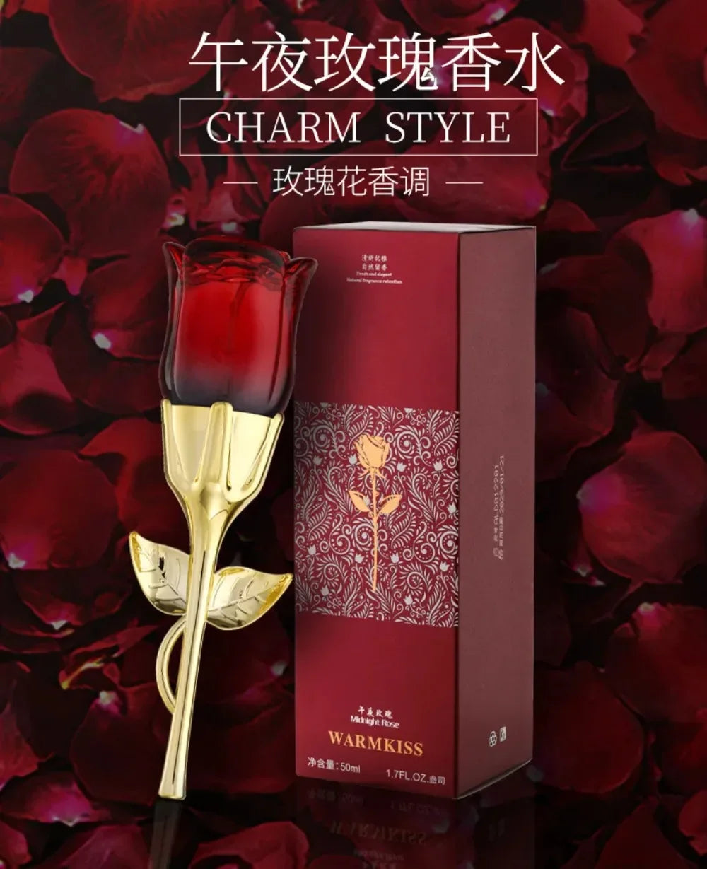 50ml Women EDP Perfume Midnight Rose Long Last Elegant Floral Fragrance Creative Red Rose Shaped Bottle Lady Romantic Gift