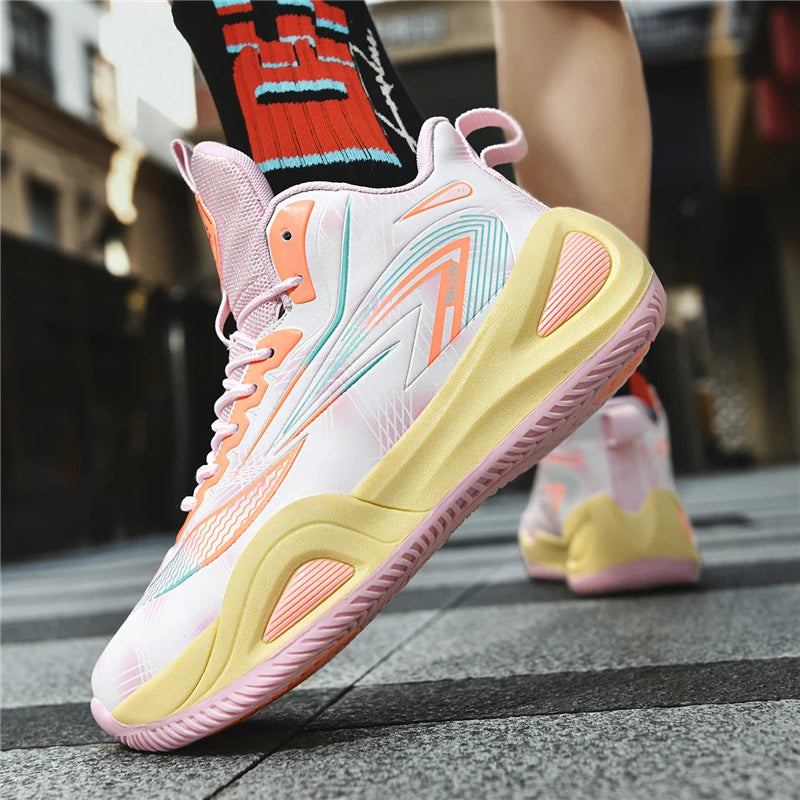 Men's Athletic Basketball Sneakers Breathable Cushioning Non-Slip Wearable Gym Training Running Shoes for Men And Women