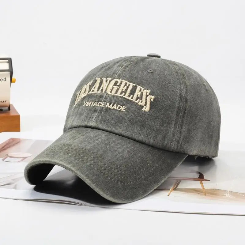 Retro Baseball Cap For Women Summer Washed Denim Letter Sun Hat Wide Brim Fashionable Duckbill Cap