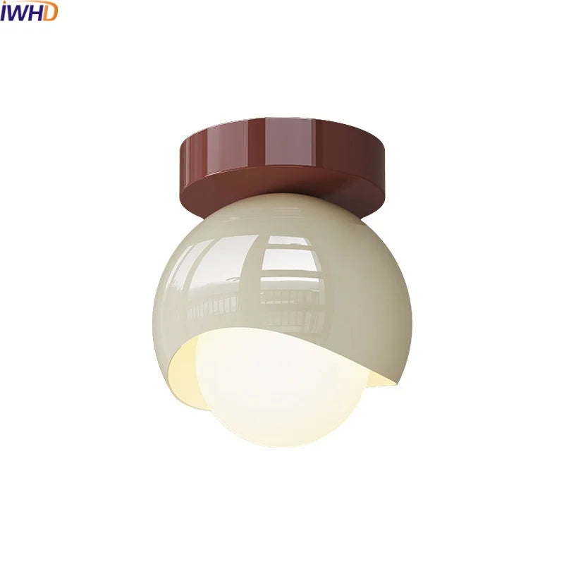 IWHD Glass Iron LED Ceiling Lamp Home Lighting Aisle Restaurant Living Room Light Fixtures Modern Ceiling Lights Decoration