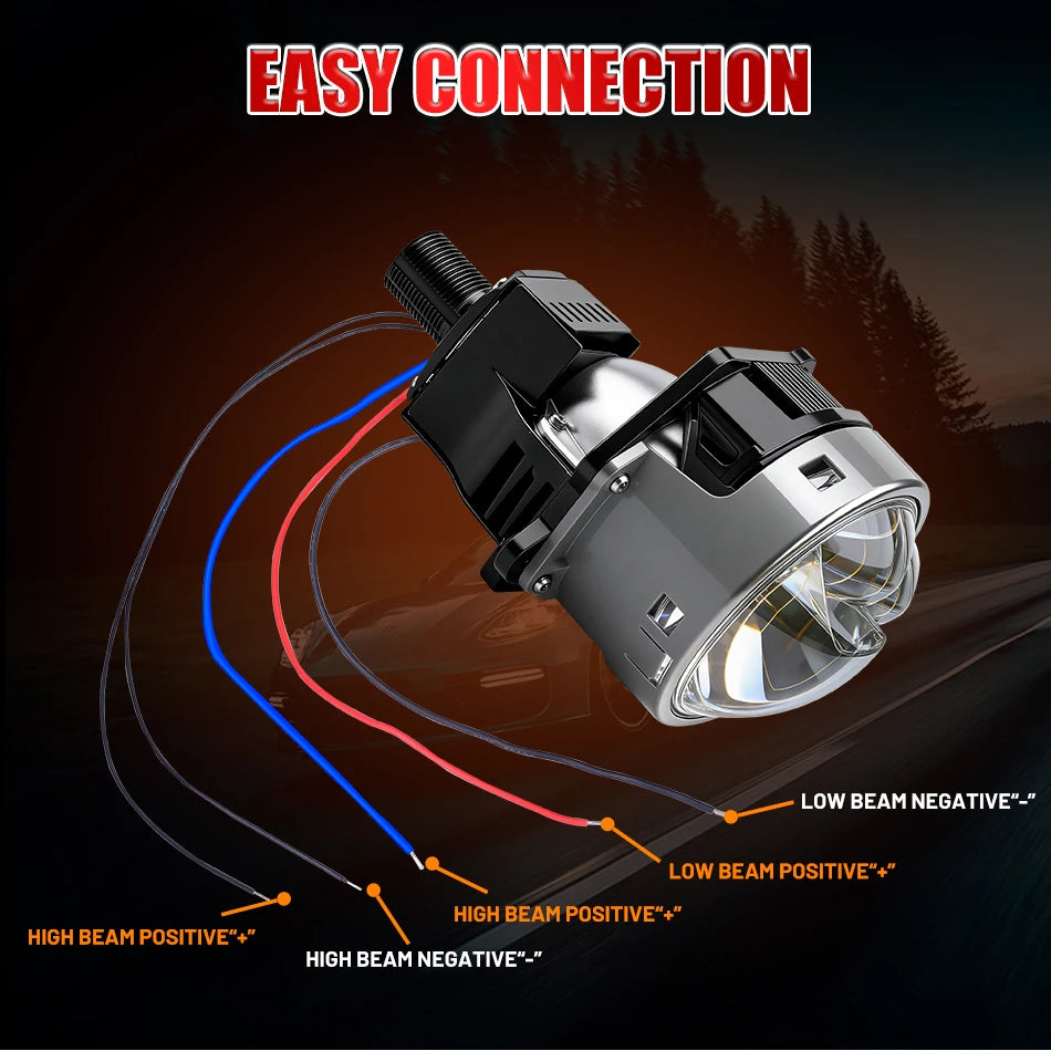 3 Inch 100W 6000K Bi-LED Projector Lenses Dual Hyperboloid Lens For Hella 3R H4 H7 9005/9006 Car Upgrade Retrofit Kits Turbo Fan