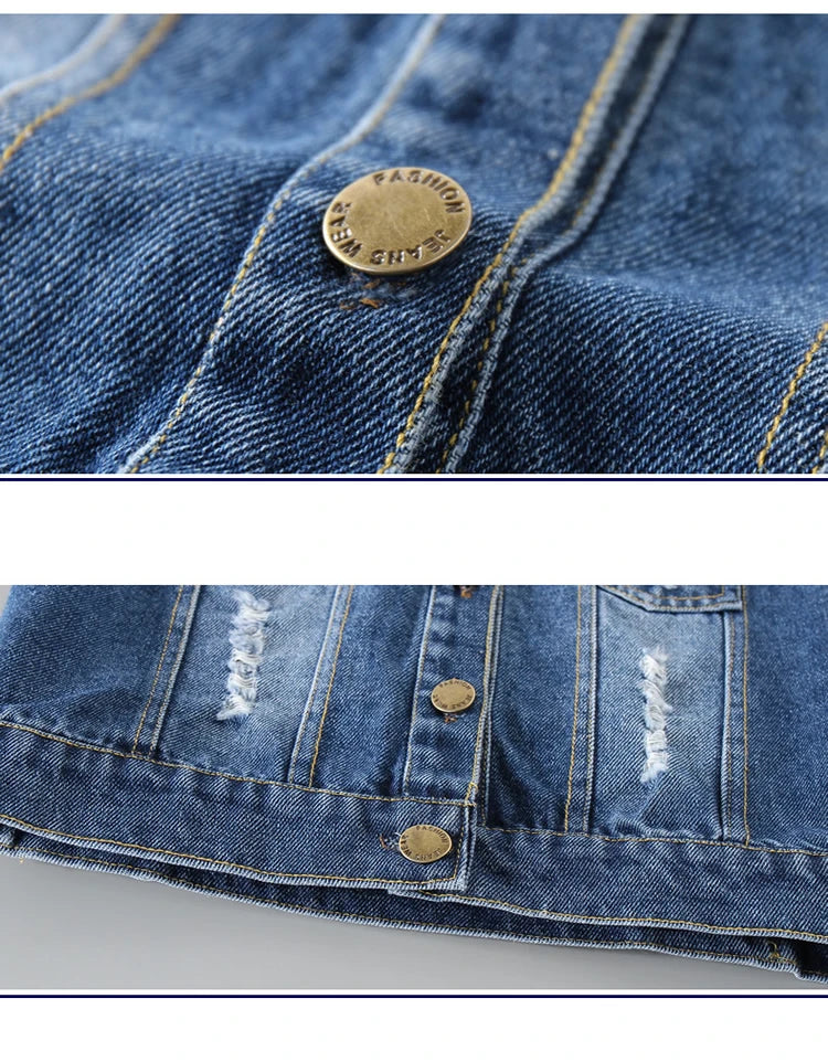 High Quality Children's Ripped Denim Vest Spring Autumn New Style Boys Girls Sleeveless Jacket Outerwear Trendy Hole Waistcoat