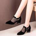 Summer Women High Heel Shoes Mesh Breathable Pumps Zip Pointed Toe Thick Heels Fashion Female Dress Shoe Autumn Elegant Footwear