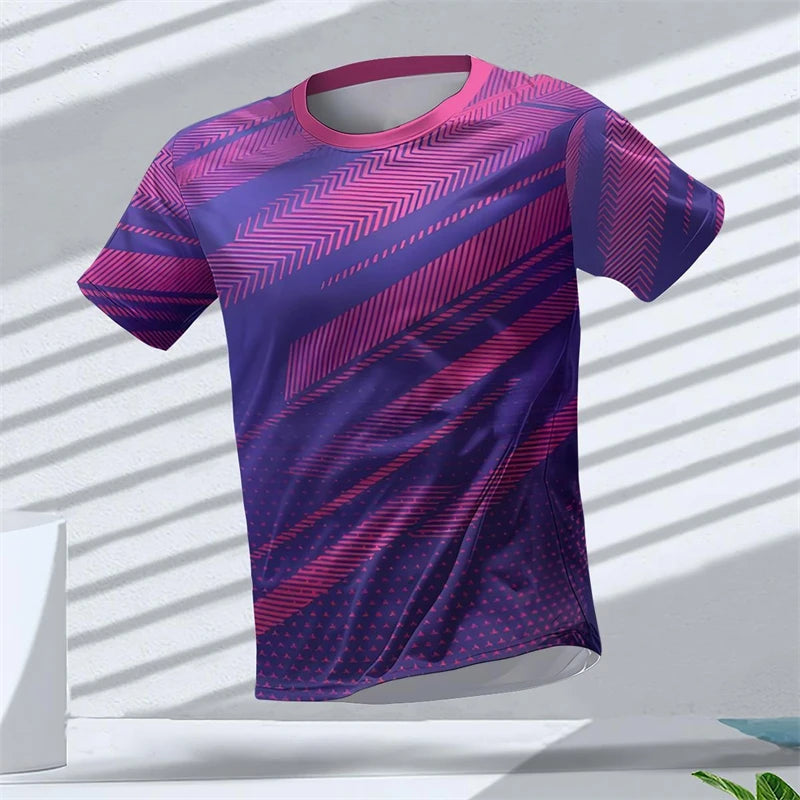 Geometric Graphic 3D Printed Sports T Shirts Summer Casual Running Table Tennis T-shirts Trendy Streetwear Mens Tees Fashion