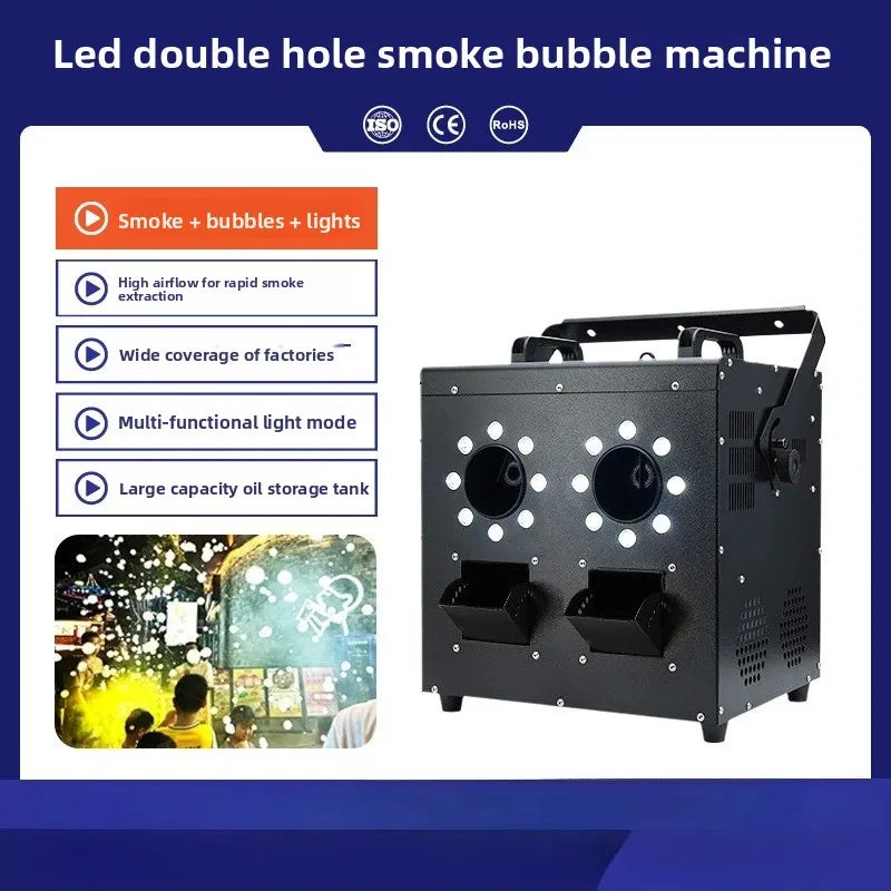 Stage Fog Bubble Machine - Four Nozzle Led Fog & Bubble Maker - Professional Performance, Wedding, Bar, Large-scale Bubble