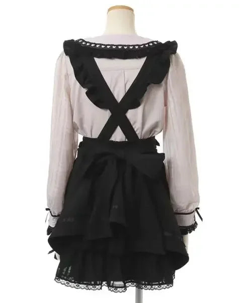 Japanese Liz Dress Sweet Girls Mine Bow Two-Way Detachable Apron Suspender Dress Women's Slim Bow Sleeveless Strap Dress Girls