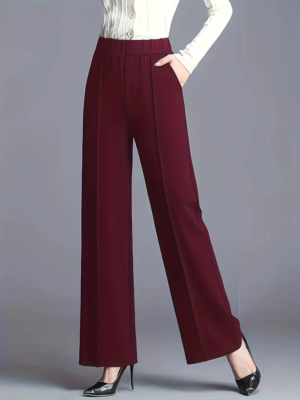 Women High Waist Draped Wide Leg Suit Pants Loose Slimming Straight Casual Versatile Trousers Multiple Colors Daily Commuter