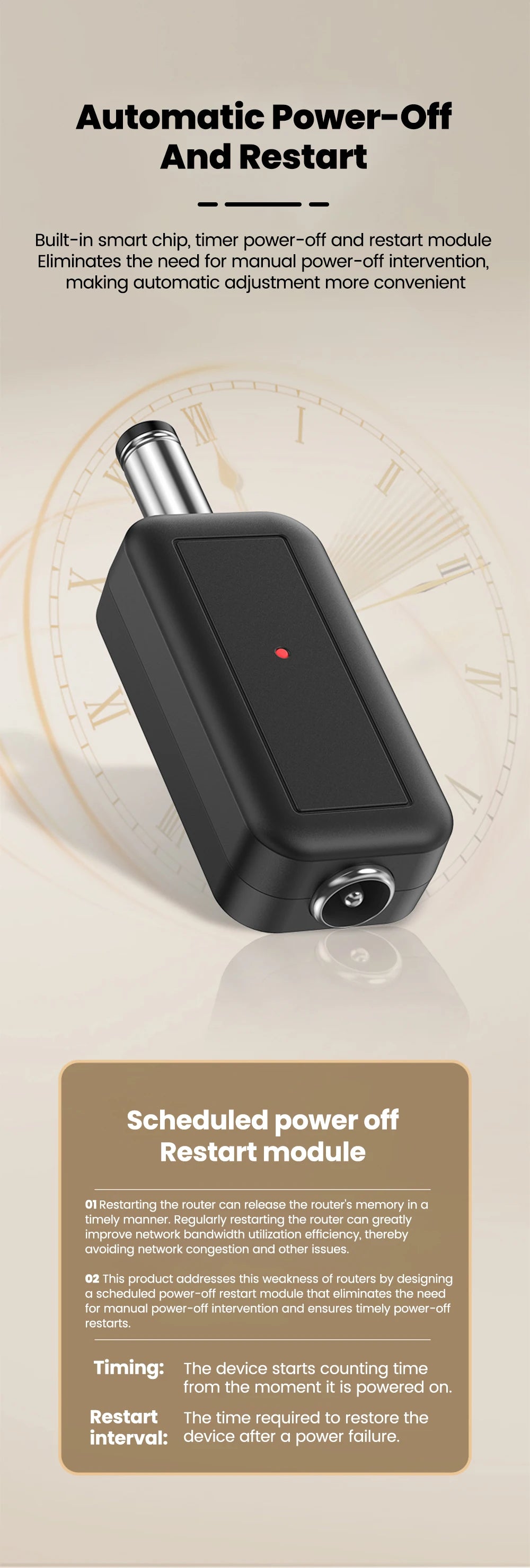 DC WiFi Auto Reboot Router Controller 24H Automatic Power Off Reset Tool 5.5x2.1mm Restart Control Line 5V-24V