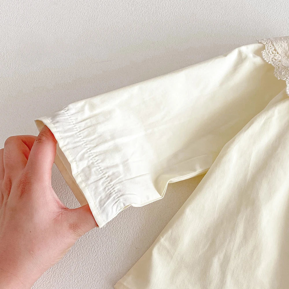 Baby Long-Sleeve Cotton Ruffle Blouse
