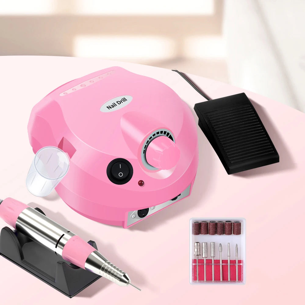 YIKOOLIN 35000RPM Electric Nail Drill Machine Manicure Pedicure Professional Nail Lathe Low Noise Cutters Nail File Kit