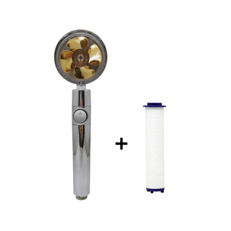 Shower Head Water Saving Flow 360 Degrees Rotating with Filter & Fan ABS Rain High Pressure Spray Nozzle Bathroom Accessories