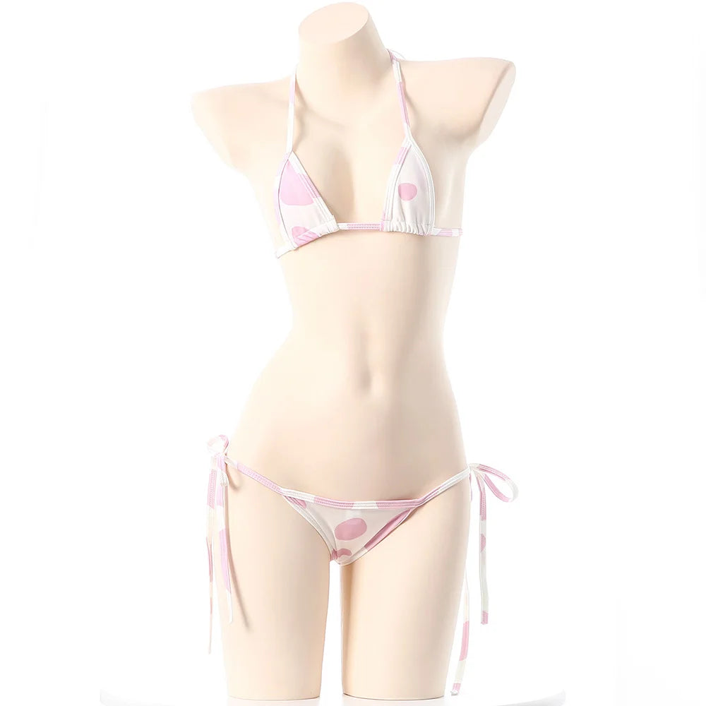 Sexy Micro Bikini 2025 Women Dopamine Solid Color Bikini Lace Up Bikinis Sets Swimsuit Swimwear Underwear Lingerie