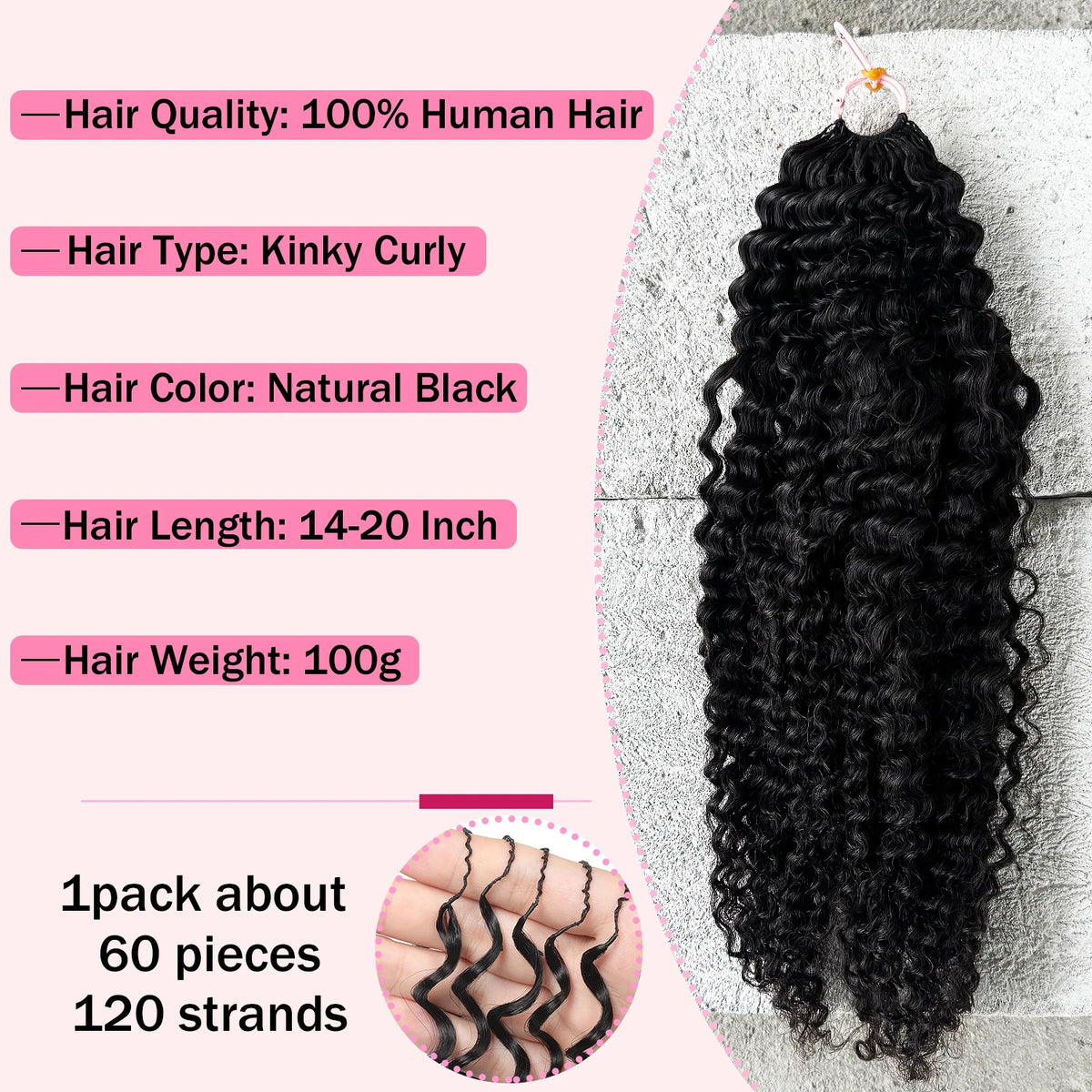 Deep Wave Crochet Hair Extensions Kinky Curly Crochet Human Hair Knotless Pre-Separated Crochet Feather Hair Extensions